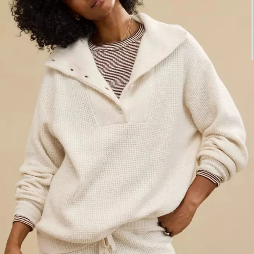 Aerie CozyUp Waffle Button Sweater XL - Picture 3 of 7